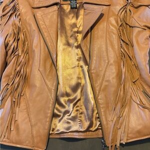 Vintage Joseph Israel Fringe Leather Jacket Brown Leather Lambskin Size S